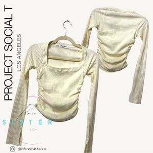 Project Social T Ribbed Long Sleeve with Ruching x-Small
